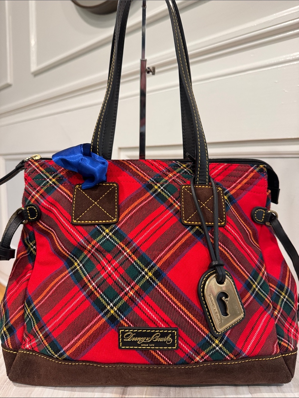 Dooney & Bourke Bag Red Tartan Plaid Holiday Tote - Picture 5 of 17